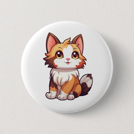 Cartoon Cat Illustration Button (Vorderseite)
