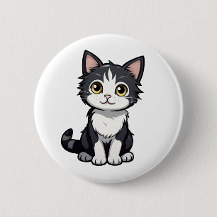 Cartoon Cat Illustration Button