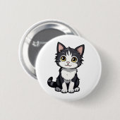 Cartoon Cat Illustration Button (Vorne & Hinten)