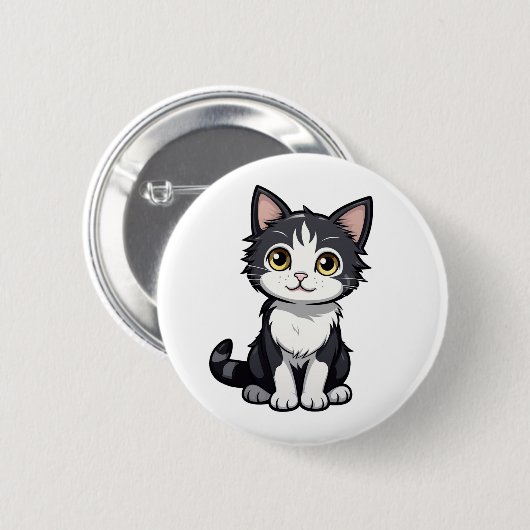 Cartoon Cat Illustration Button (Vorne & Hinten)