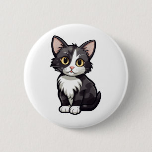 Cartoon Cat Illustration Button