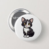 Cartoon Cat Illustration Button (Vorne & Hinten)