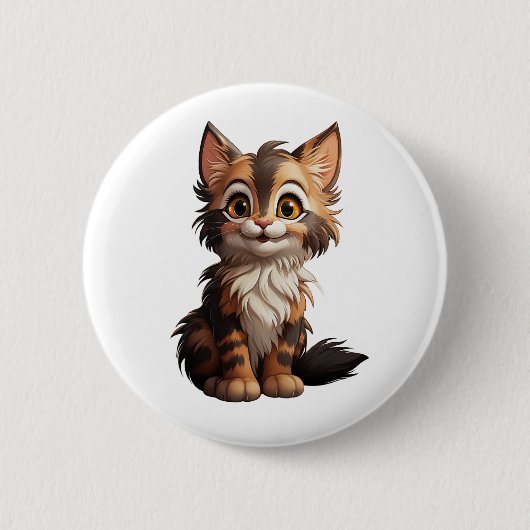 Cartoon Cat Illustration Button (Vorderseite)