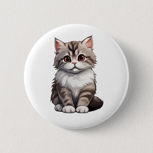 Cartoon Cat Illustration Button (Vorderseite)