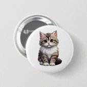 Cartoon Cat Illustration Button (Vorne & Hinten)