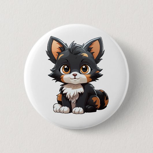 Cartoon Cat Illustration Button (Vorderseite)