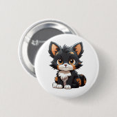 Cartoon Cat Illustration Button (Vorne & Hinten)