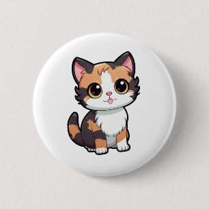 Cartoon Cat Illustration Button