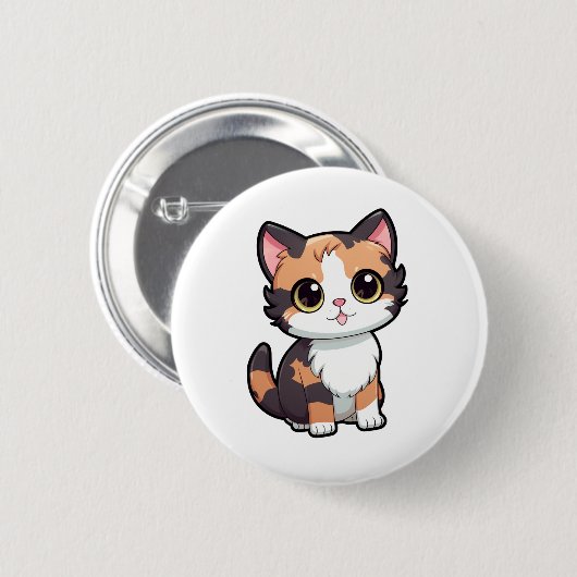 Cartoon Cat Illustration Button (Vorne & Hinten)