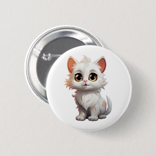 Cartoon Cat Illustration Button (Vorne & Hinten)