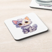 Cartoon Cat Illustration Getränkeuntersetzer (Linke Seite)