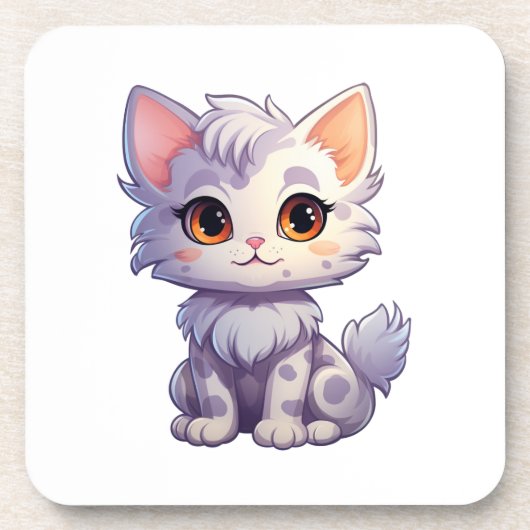 Cartoon Cat Illustration Getränkeuntersetzer (Vorderseite)