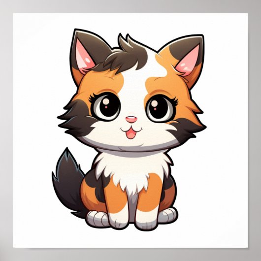 Cartoon Cat Illustration Poster (Vorne)