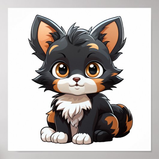 Cartoon Cat Illustration Poster (Vorne)