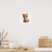 Cartoon Cat Illustration Poster (Küche)