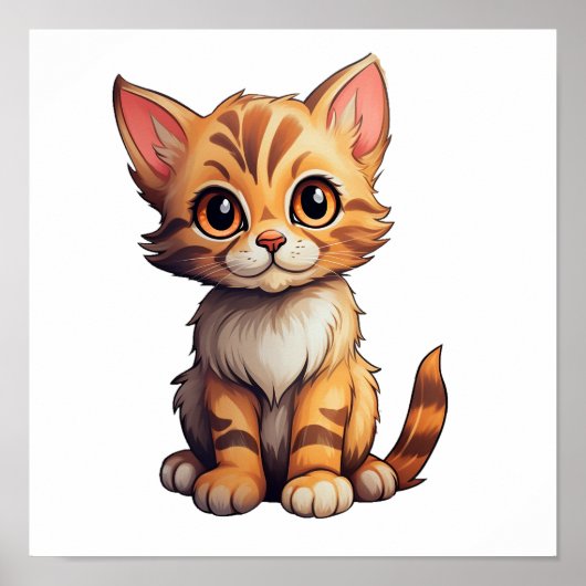 Cartoon Cat Illustration Poster (Vorne)