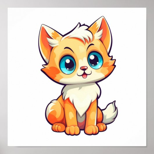 Cartoon Cat Illustration Poster (Vorne)