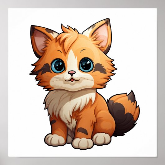 Cartoon Cat Illustration Poster (Vorne)