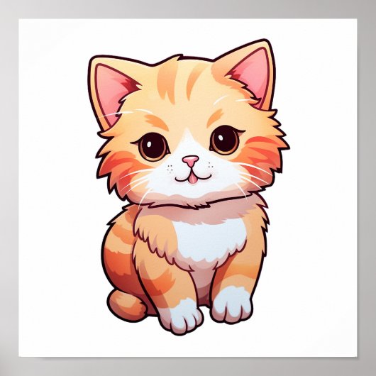 Cartoon Cat Illustration Poster (Vorne)