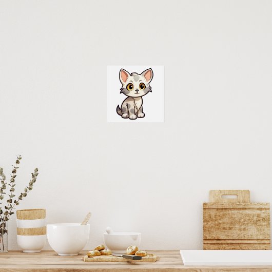 Cartoon Cat Illustration Poster (Küche)