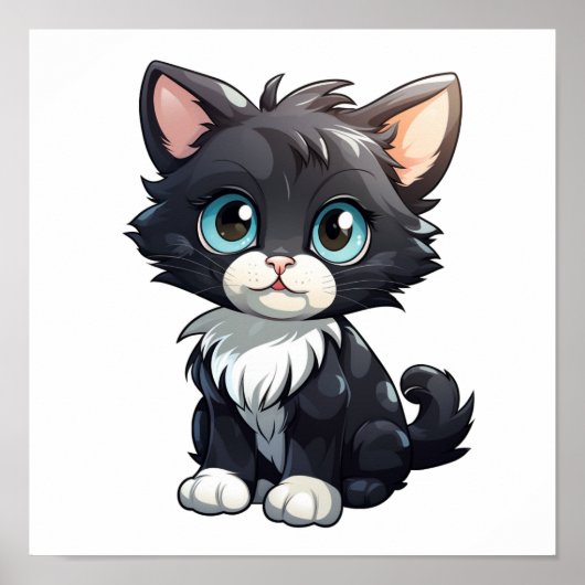 Cartoon Cat Illustration Poster (Vorne)