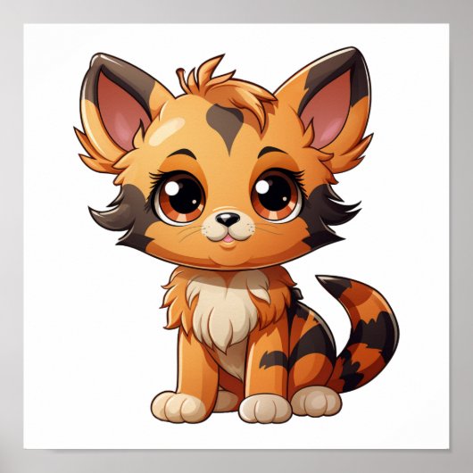 Cartoon Cat Illustration Poster (Vorne)