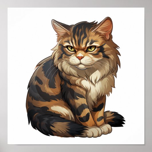 Cartoon Cat Illustration Poster (Vorne)