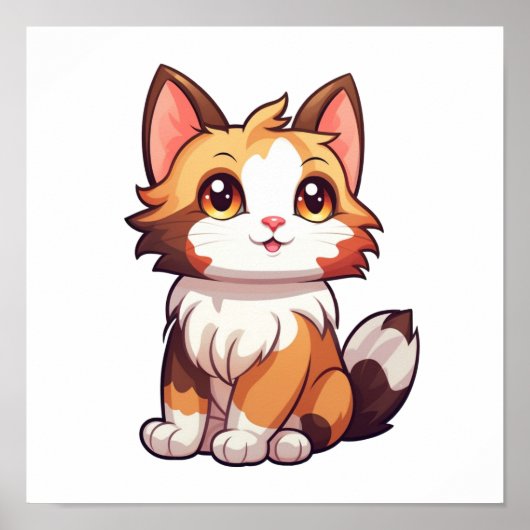 Cartoon Cat Illustration Poster (Vorne)