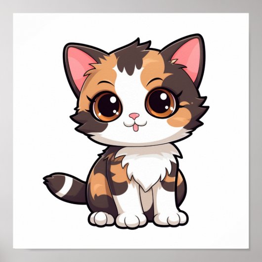 Cartoon Cat Illustration Poster (Vorne)