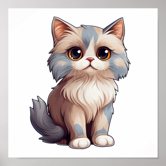 Cartoon Cat Illustration Poster (Vorne)