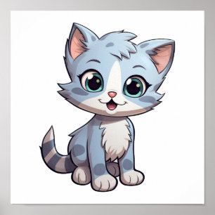 Cartoon Cat Illustration Poster