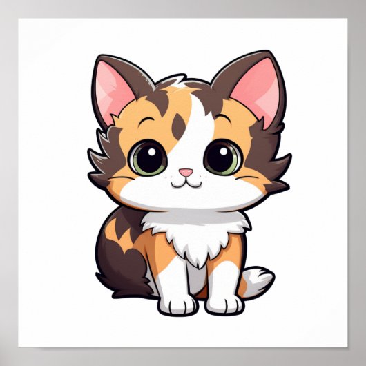 Cartoon Cat Illustration Poster (Vorne)