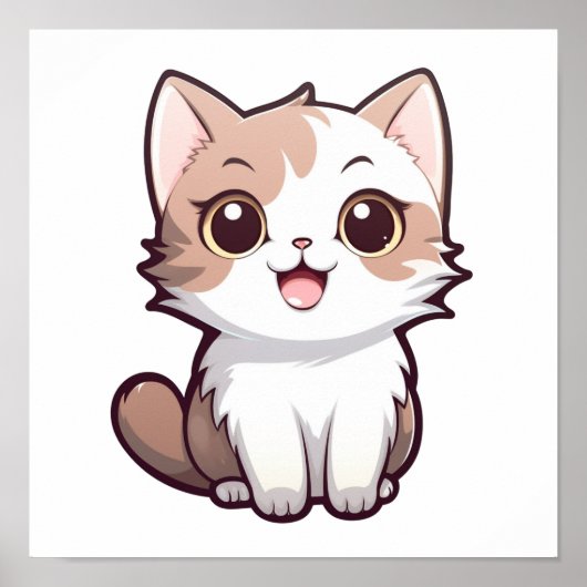 Cartoon Cat Illustration Poster (Vorne)