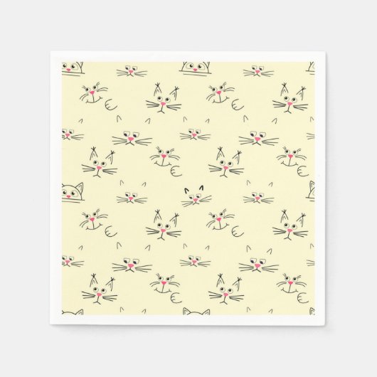 Cartoon Cat Illustration Serviette (Vorderseite)