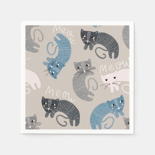 Cartoon Cat Illustration Serviette (Vorderseite)
