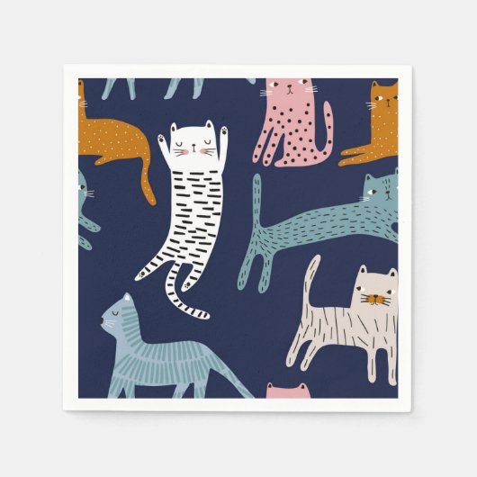 Cartoon Cat Illustration Serviette (Vorderseite)