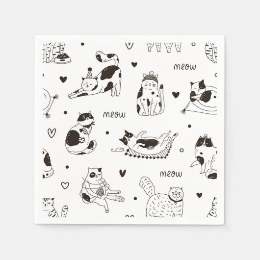 Cartoon Cat Illustration Serviette (Vorderseite)