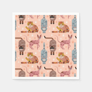 Cartoon Cat Illustration Serviette