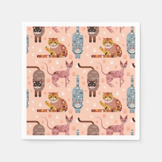 Cartoon Cat Illustration Serviette (Vorderseite)