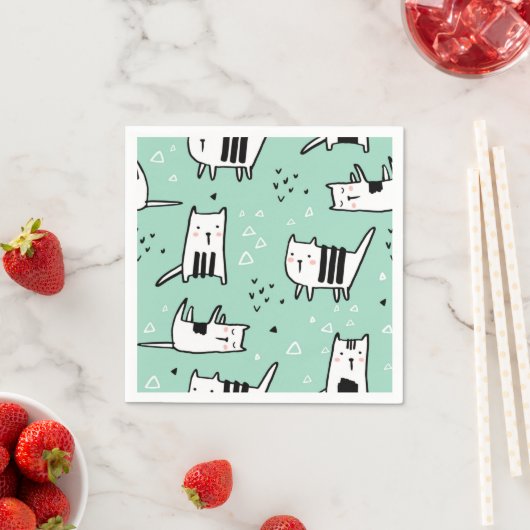 Cartoon Cat Illustration Serviette (Beispiel)
