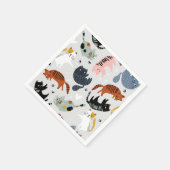 Cartoon Cat Illustration Serviette (Ecke)
