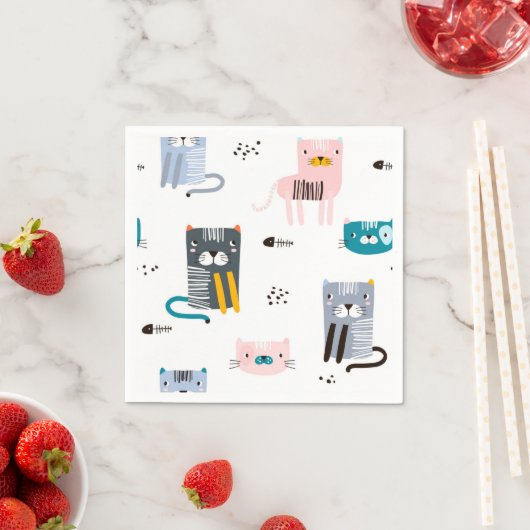 Cartoon Cat Illustration Serviette (Beispiel)