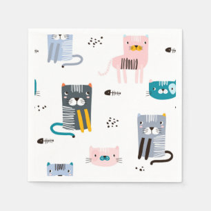 Cartoon Cat Illustration Serviette