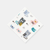 Cartoon Cat Illustration Serviette (Ecke)