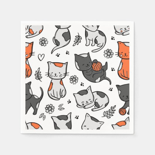 Cartoon Cat Illustration Serviette (Vorderseite)