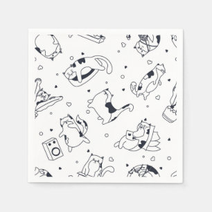 Cartoon Cat Illustration Serviette