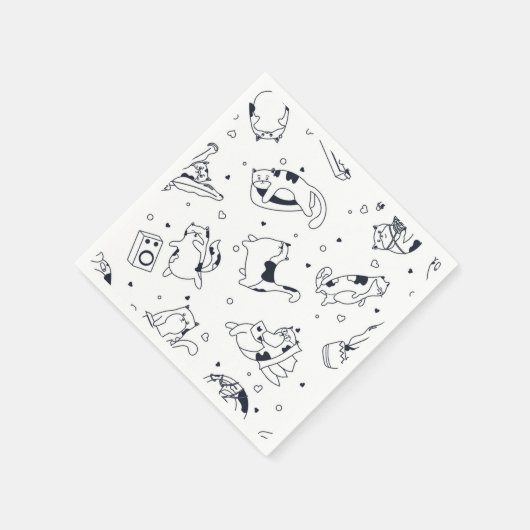 Cartoon Cat Illustration Serviette (Ecke)