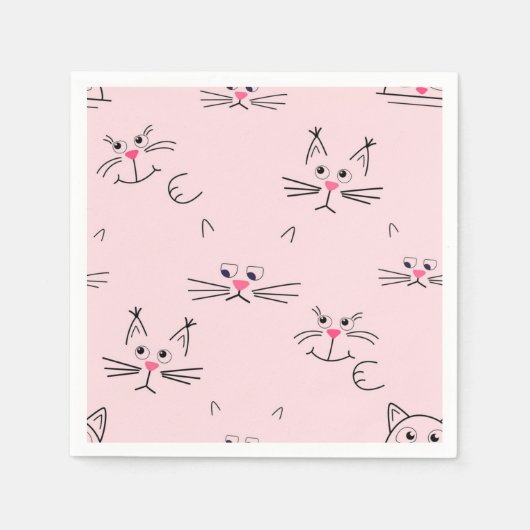 Cartoon Cat Illustration Serviette (Vorderseite)