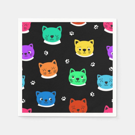 Cartoon Cat Illustration Serviette (Vorderseite)