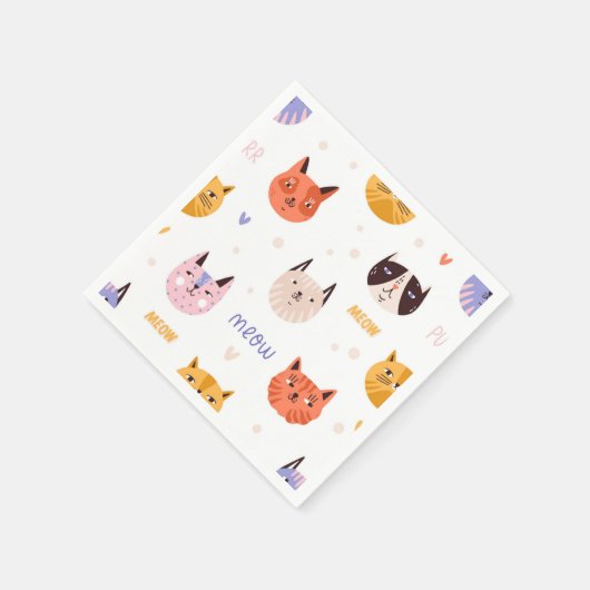 Cartoon Cat Illustration Serviette (Ecke)